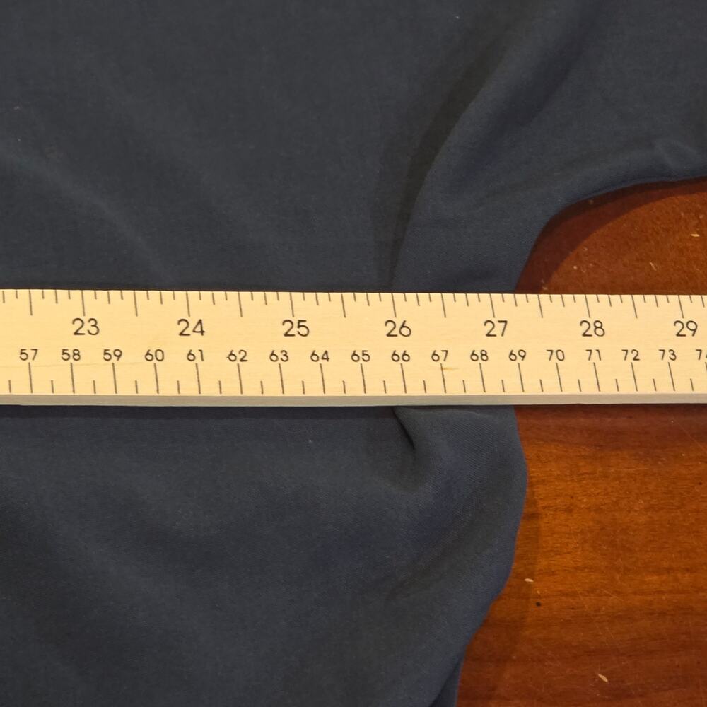 Minimalist Navy Blue V-Neck Roll Tab Long Sleeve Tunic Blouse Business Casual - Picture 7 of 9